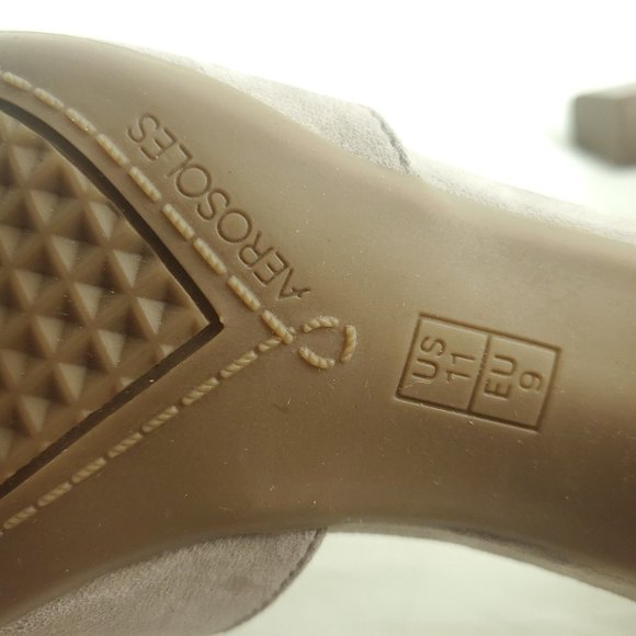 Aerosoles Womens Ooh La La Light Gray Suede Stacked Ankle Strap Block Heel Sz 11 - Picture 5 of 11